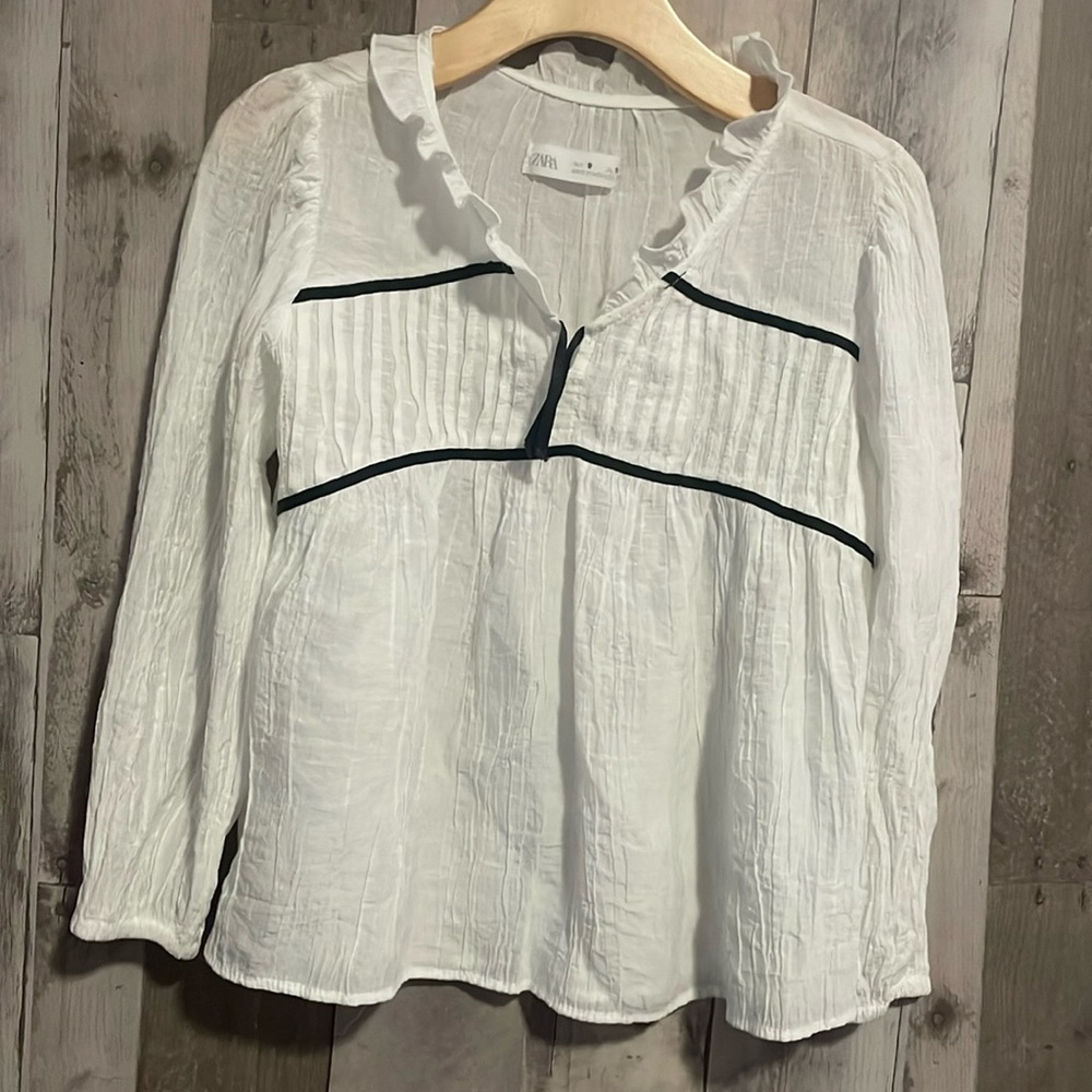 Zara girls white and black boho blouse size 9